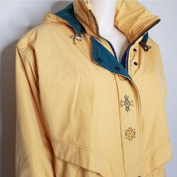 Obermeyer Parka Jacket Womens 8 Thermolite Detachable Hood Storm Flaps Yellow - Picture 4 of 15